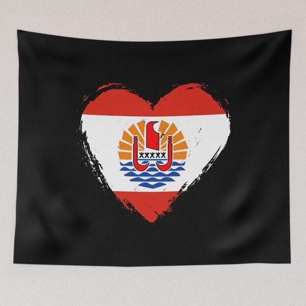 Item preview, Distressed French Polynesia Flag Heart PF designed and sold by shitpostee.