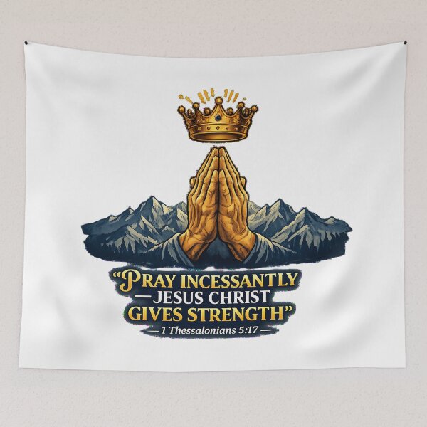 Item preview, Pray Incessantly Christian Faith Quote with Crown and Praying Hands Graphic designed and sold by graceformen.