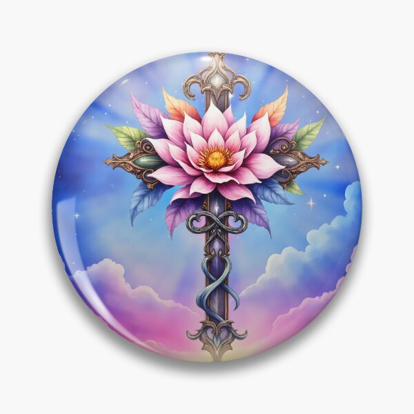 Item preview, Celestial Lotus Cross – A Symbol of Light and Renewal designed and sold by nicky2342.
