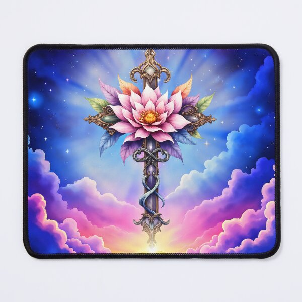 Item preview, Celestial Lotus Cross – A Symbol of Light and Renewal designed and sold by nicky2342.