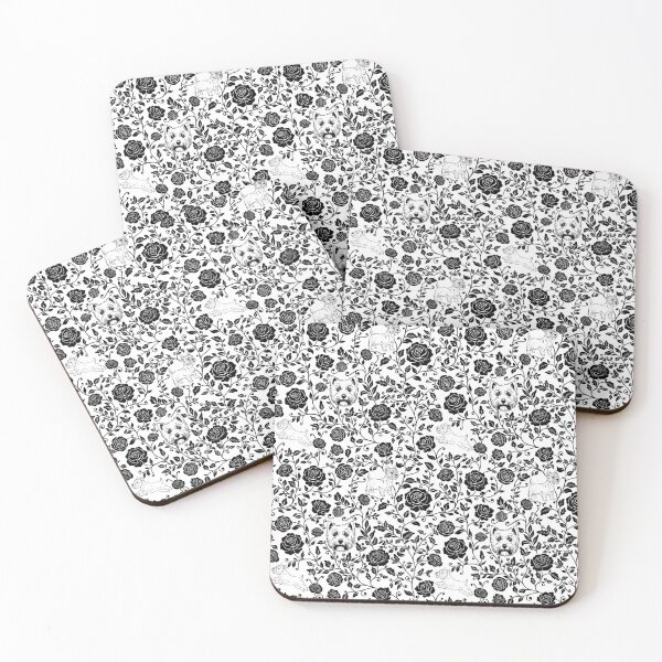 Item preview, West Highland White Terrier Floral Pattern | Elegant Botanical Dog Design Black designed and sold by WildLakePatterns.