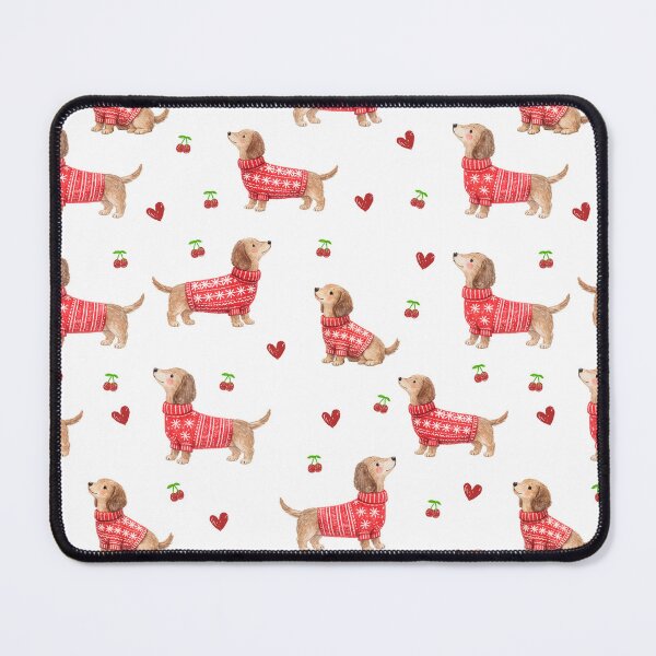 Item preview, Dachshund in Red Christmas Sweater | Watercolor Sausage Dog Pattern | Cozy Holiday Dog Lover Gift designed and sold by PaperyAndInk.