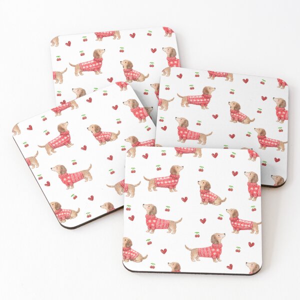 Item preview, Dachshund in Red Christmas Sweater | Watercolor Sausage Dog Pattern | Cozy Holiday Dog Lover Gift designed and sold by PaperyAndInk.