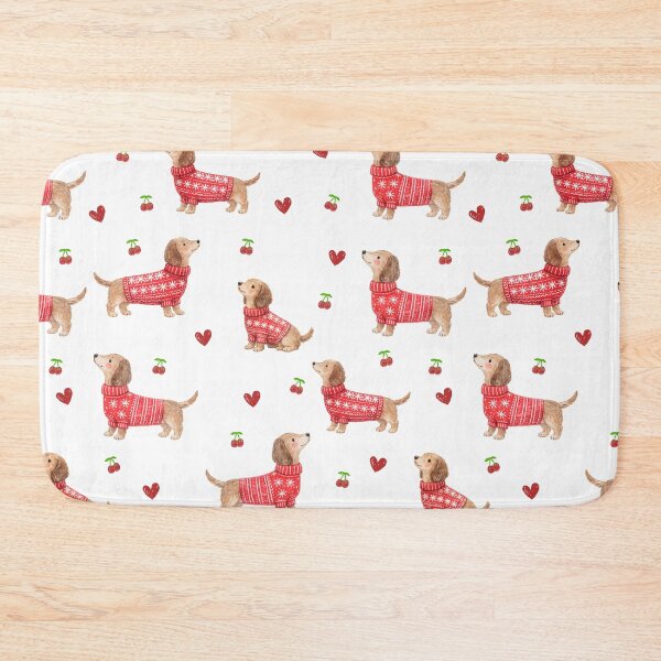 Item preview, Dachshund in Red Christmas Sweater | Watercolor Sausage Dog Pattern | Cozy Holiday Dog Lover Gift designed and sold by PaperyAndInk.