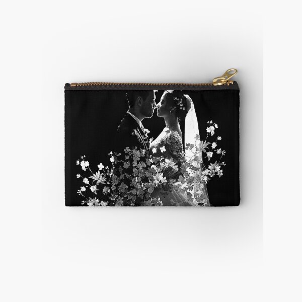 Item preview, Bride and Groom Floral Double Exposure Monochrome Wedding Art designed and sold by inkoutninja.