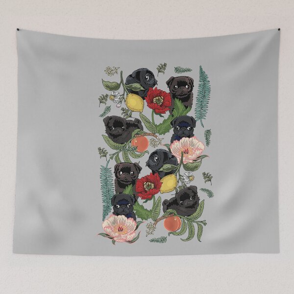 Item preview, Botanical and Black Pug by Huebucket designed and sold by mjohnson9.