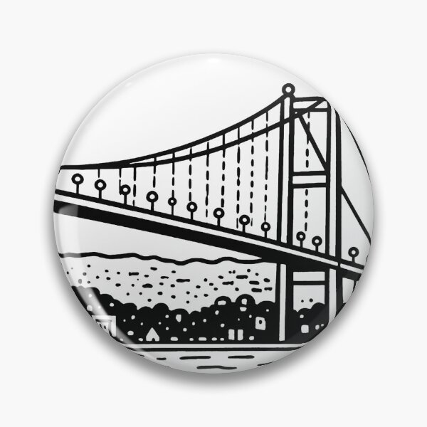 Item preview, ​Minimalist Suspension Bridge Line Art Illustration designed and sold by MandalasLovers.