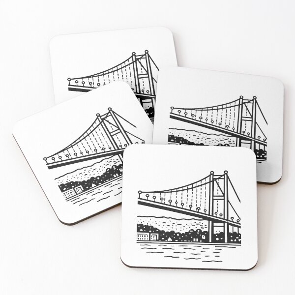 Item preview, ​Minimalist Suspension Bridge Line Art Illustration designed and sold by MandalasLovers.