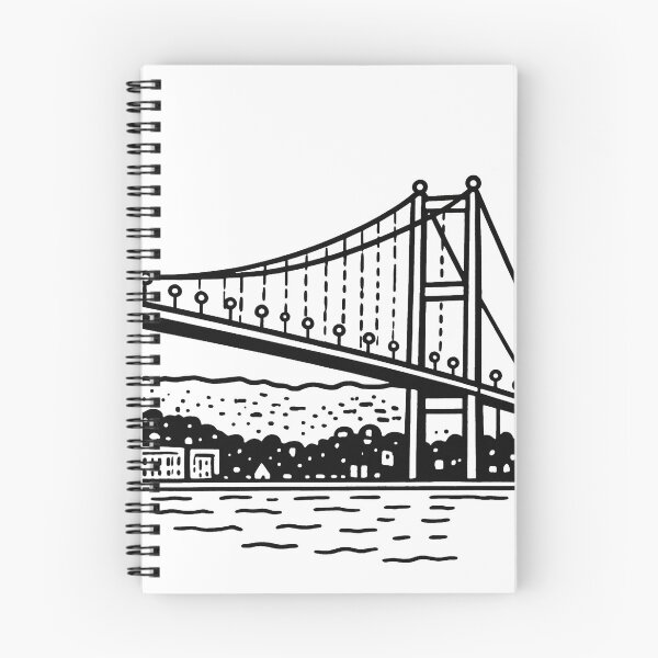 Item preview, ​Minimalist Suspension Bridge Line Art Illustration designed and sold by MandalasLovers.