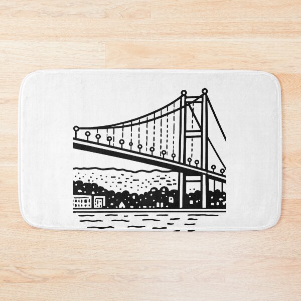 Item preview, ​Minimalist Suspension Bridge Line Art Illustration designed and sold by MandalasLovers.