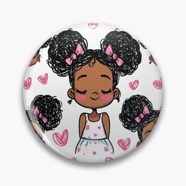 Item preview, Kawaii Girl Afro Puffs Ribbons and Bows Print Pattern designed and sold by RichardRags.