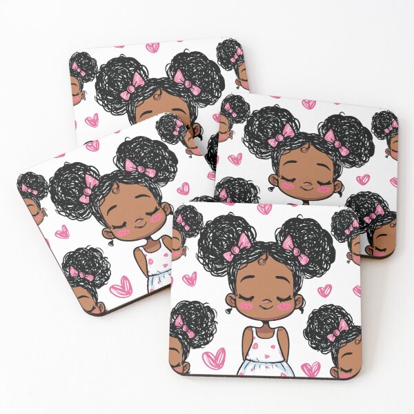 Item preview, Kawaii Girl Afro Puffs Ribbons and Bows Print Pattern designed and sold by RichardRags.
