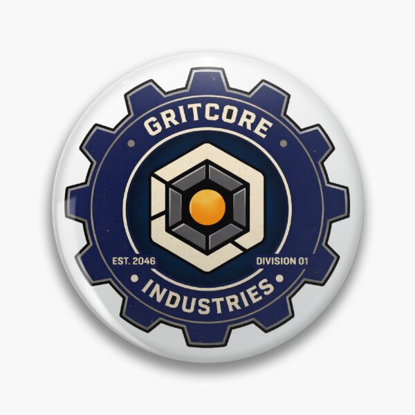 Item preview, Gritcore Industries Gear Logo Industrial Mechanical Badge designed and sold by octozap.