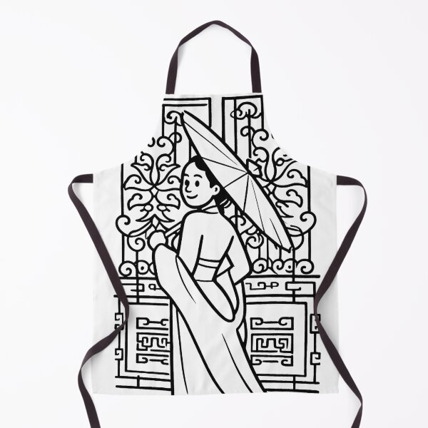 Item preview, Traditional Asian Woman With Parasol Line Art designed and sold by MandalasLovers.