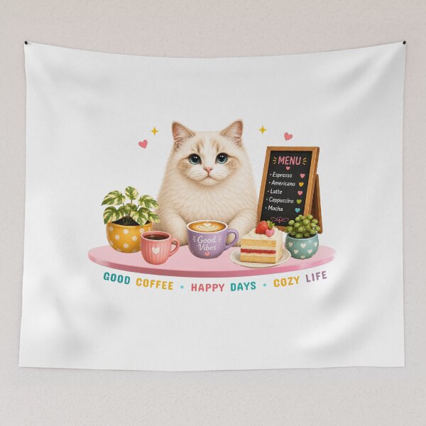 Item preview, Cute Ragdoll Coffee Cat | Cozy Cafe Coffee Lover Gift designed and sold by Nicha Studio.