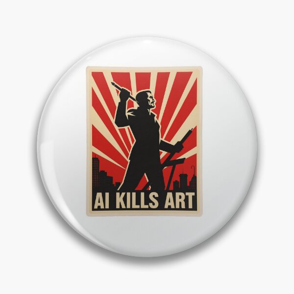 Item preview, AI Kills Art – Retro Propaganda Poster Design | Anti-AI statement designed and sold by Halbeskilo.