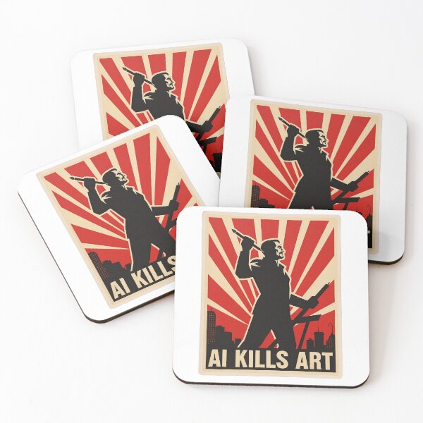 Item preview, AI Kills Art – Retro Propaganda Poster Design | Anti-AI statement designed and sold by Halbeskilo.