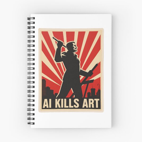 Item preview, AI Kills Art – Retro Propaganda Poster Design | Anti-AI statement designed and sold by Halbeskilo.
