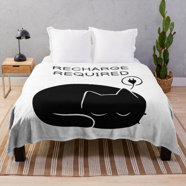 Item preview, Recharge Required Funny Black Cat Sticker designed and sold by FUEGO & NOX.