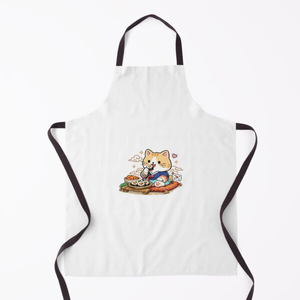 Item preview, Cute Korean Traditional Hanbok Cat Eating Gimbap K-Food Feast Illustration designed and sold by NoopnyangStudio.