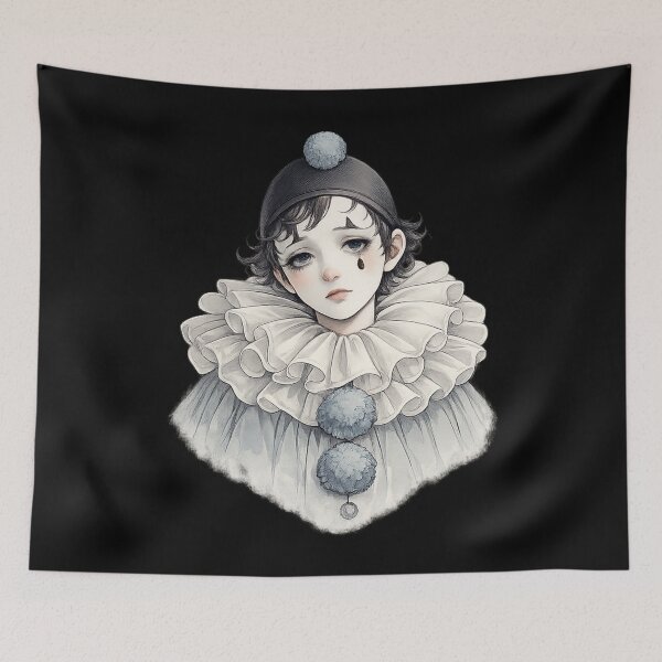 Item preview, Pierrot Sad Clown Melancholy Portrait Illustration designed and sold by DjFreeq.