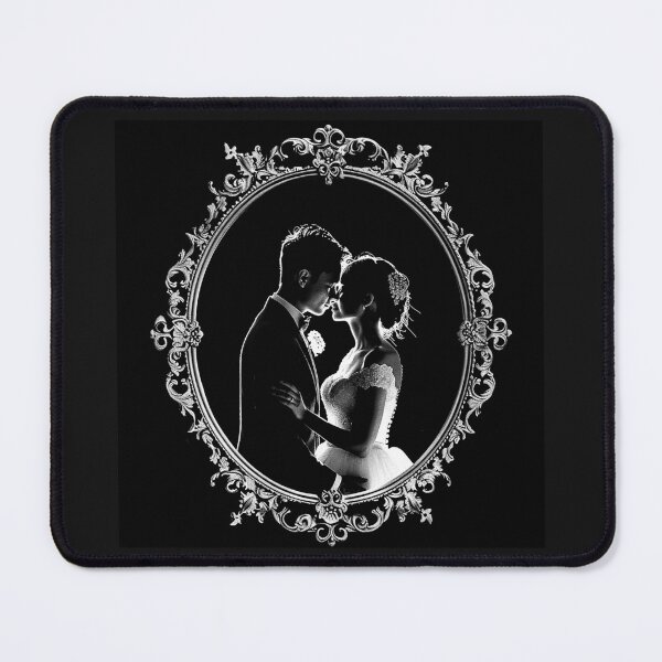 Item preview, Bride and Groom in Ornate Victorian Frame Monochrome Wedding Portrait designed and sold by inkoutninja.