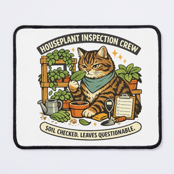 Item preview, Houseplant Inspection Crew Cat designed and sold by Concrete Coffee Studio.