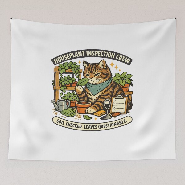 Item preview, Houseplant Inspection Crew Cat designed and sold by Concrete Coffee Studio.
