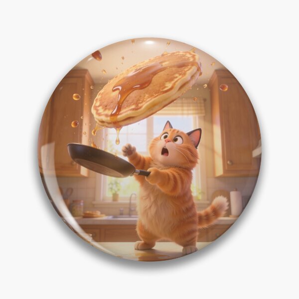 Item preview, Funny Orange Tabby Cat Flipping Giant Pancake Cartoon designed and sold by OksArtStudio.