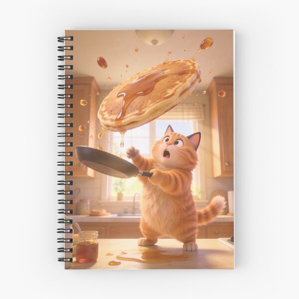 Item preview, Funny Orange Tabby Cat Flipping Giant Pancake Cartoon designed and sold by OksArtStudio.