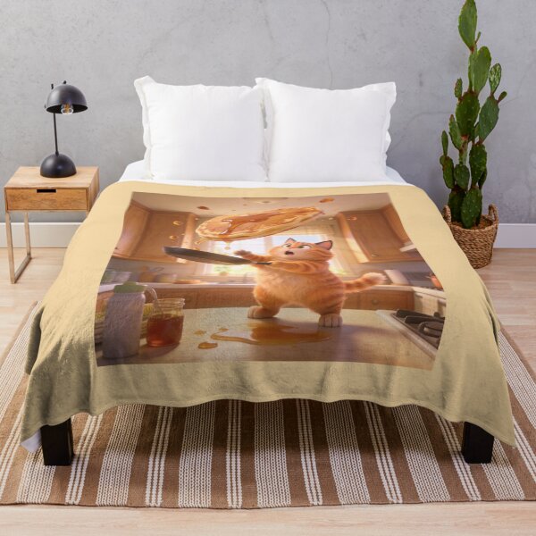 Item preview, Funny Orange Tabby Cat Flipping Giant Pancake Cartoon designed and sold by OksArtStudio.