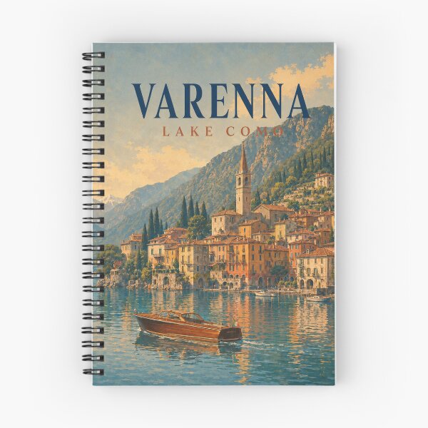 Artikelvorschau, Varenna Lake Comer Retro italienisches Reiseplakat entworfen und verkauft von PopChaosStudio.