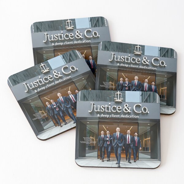 Item preview, Justice and Co Law Firm Advertisement: Client Dedication Attorney Team Poster designed and sold by Creative-RE.