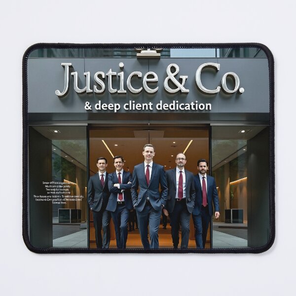 Item preview, Justice and Co Law Firm Advertisement: Client Dedication Attorney Team Poster designed and sold by Creative-RE.