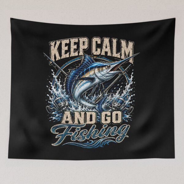 Item preview, Keep Calm and Go Fishing Funny Marlin Deep Sea Fishing designed and sold by THREE LITTLE BEANS.