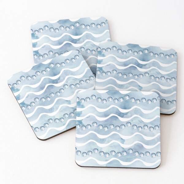 Item preview, Dusty Blue Ocean Waves & Pearl Watercolor Pattern designed and sold by ​Jyoti Digital Artist.