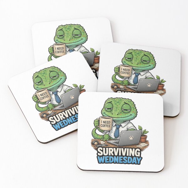 Item preview, Surviving Wednesday Gecko - Funny Office Coffee Lover designed and sold by Visual Chillout by GP .