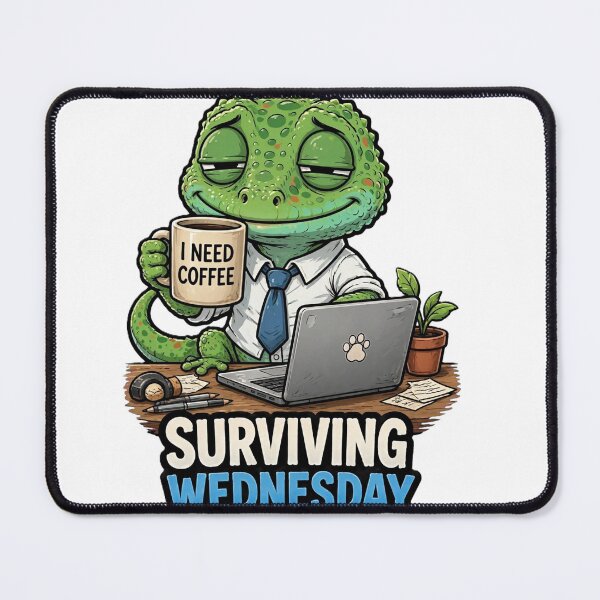 Item preview, Surviving Wednesday Gecko - Funny Office Coffee Lover designed and sold by Surviving Monday Club.