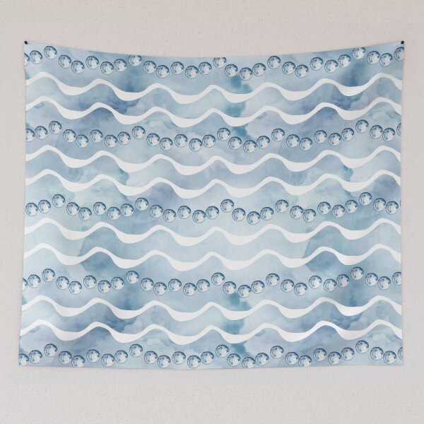 Item preview, Dusty Blue Ocean Waves & Pearl Watercolor Pattern designed and sold by ​Jyoti Digital Artist.