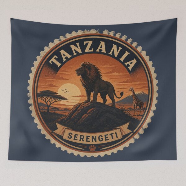 Item preview, Tanzania Serengeti Lion Sunset Travel Sticker designed and sold by The Digital Compass.