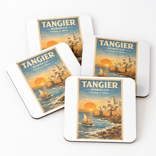 Item preview, Tangier Morocco Vintage Travel Poster  Gateway To Africa Sunset Coastal Art designed and sold by nsnindh.