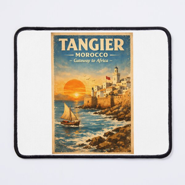 Item preview, Tangier Morocco Vintage Travel Poster Gateway To Africa Sunset Coastal Art designed and sold by nsnindh.