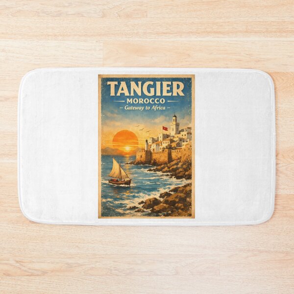 Artikelvorschau, Tanger, Marokko – Vintage-Reiseposter: Tor zu Afrika – Sonnenuntergang – Küstenkunst entworfen und verkauft von nsnindh.