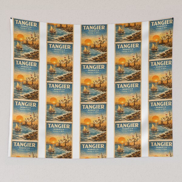 Item preview, Tangier Morocco Vintage Travel Poster  Gateway To Africa Sunset Coastal Art designed and sold by nsnindh.
