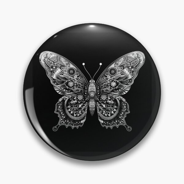 Item preview, Ornate Mechanical Butterfly Monochrome Steampunk Insect Art designed and sold by inkoutninja.