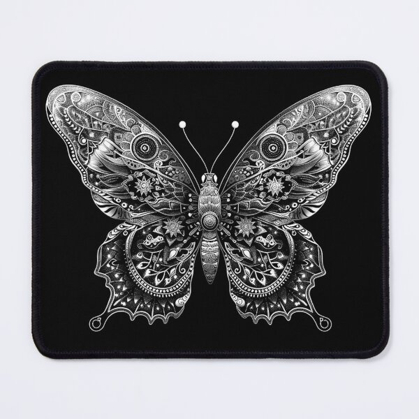 Item preview, Ornate Mechanical Butterfly Monochrome Steampunk Insect Art designed and sold by inkoutninja.