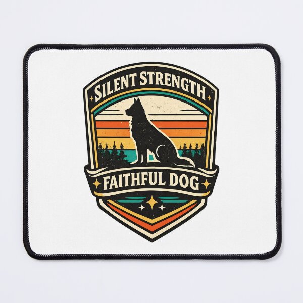 Item preview, Retro Sunset Faithful Dog Strength Emblem designed and sold by SoyLamderma.