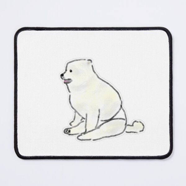 Item preview, Cute White Fluffy Dog Sitting Side View Art designed and sold by raun.draw.