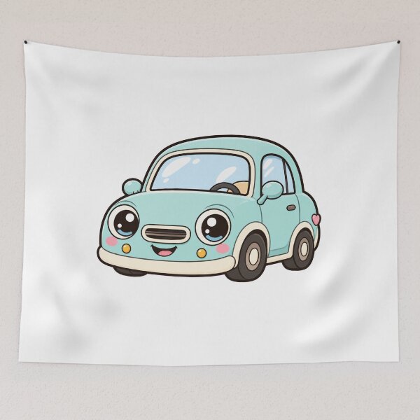 Item preview, Cute Kawaii Light Blue Vintage Car designed and sold by Piising.