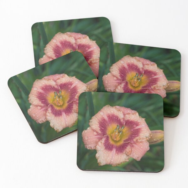 Item preview, Vibrant Orangey Pink Daylily Bloom with Raindrops designed and sold by Georgia Mizuleva.